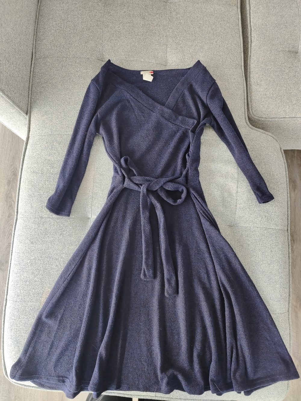 Women’s Navy Wrap Dress with Waist Tie